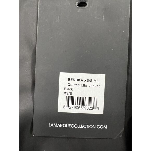 Free People Larmarque BERUKA QUILTED LEATHER JACKET Size XSmall/ Small Black - Picture 14 of 15